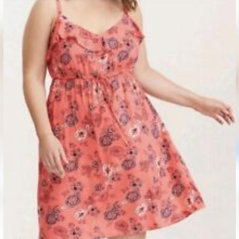 NEW TORRID ORANGE FLORAL RETRO DRESS...SIZE:2